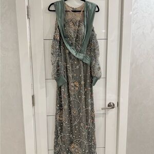 Elegant Embellished Green Evening Gown